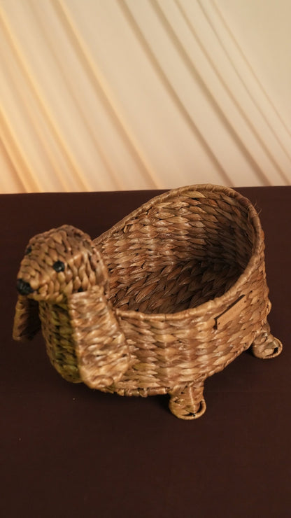 Dog Basket | Handwoven Water Hyacinth Pet Bed – Baskets & Boxes on Brown Living™. SKU: 606W. Img 4.