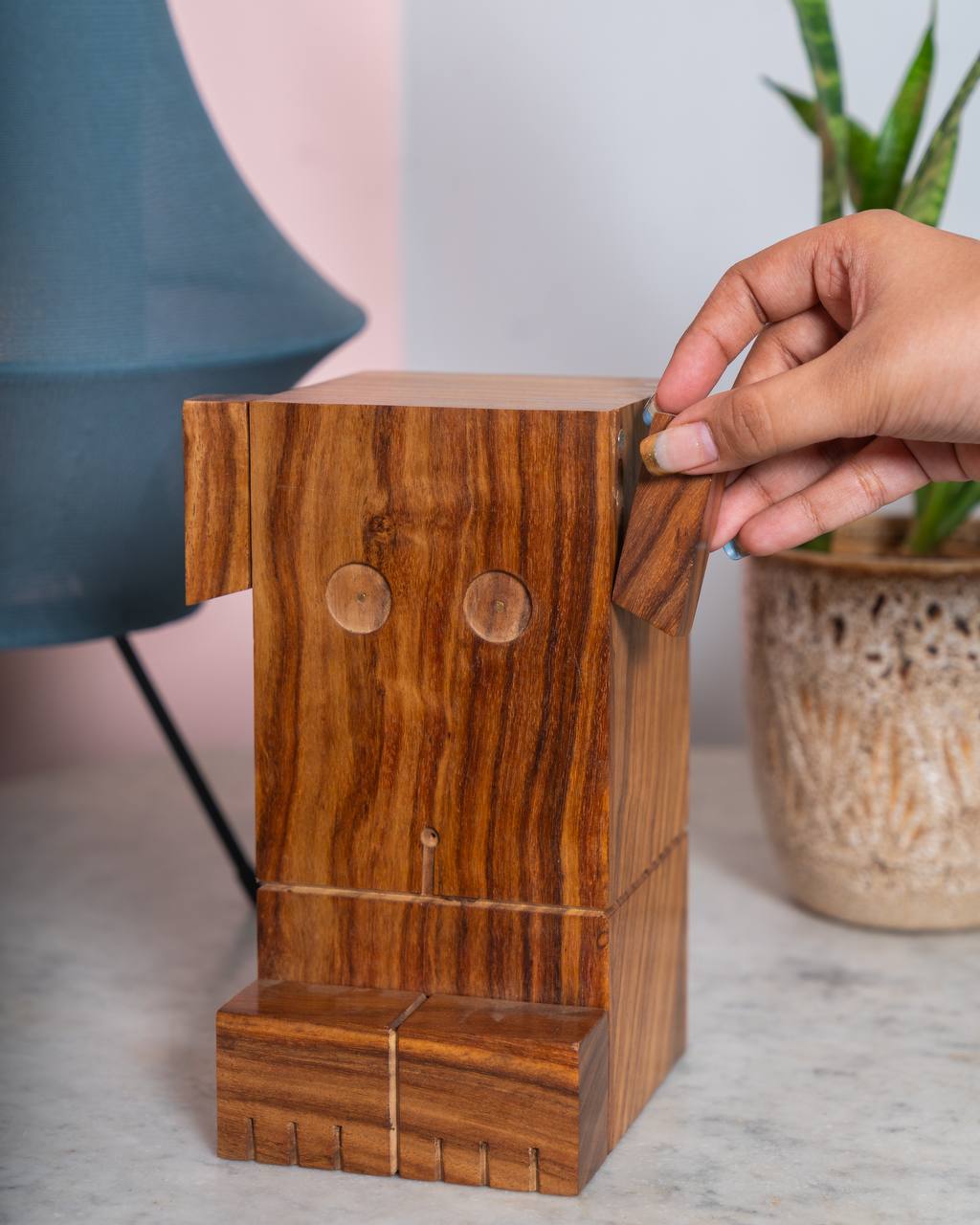 Dog Piggy Bank | Cute Coin Saving Box for Kids | Wooden Money Bank – Piggy Banks & Money Jars on Brown Living™. SKU: PBD. Img 4.