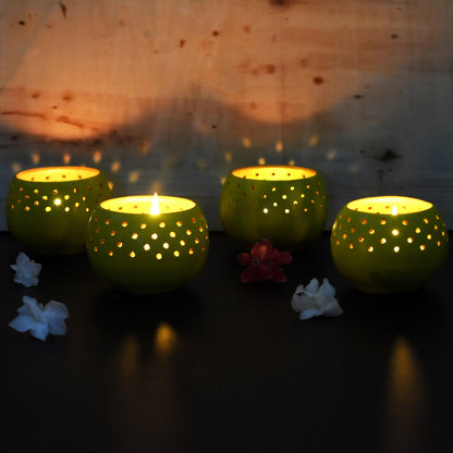 Dome Handmade Candle Holders – Set of 4 with Free Soy Wax Candles – Candles & Fragrances on Brown Living™. SKU: CH - DOMBL4. Img 10.