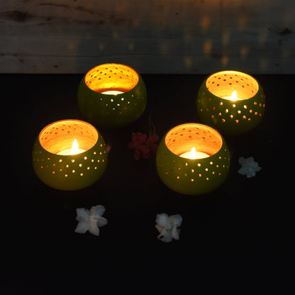 Dome Handmade Candle Holders – Set of 4 with Free Soy Wax Candles – Candles & Fragrances on Brown Living™. SKU: CH - DOMGR4. Img 13.