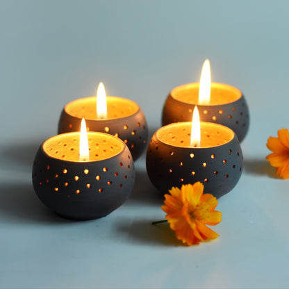 Dome Handmade Candle Holders – Set of 4 with Free Soy Wax Candles – Candles & Fragrances on Brown Living™. SKU: CH - DOMGY4. Img 16.