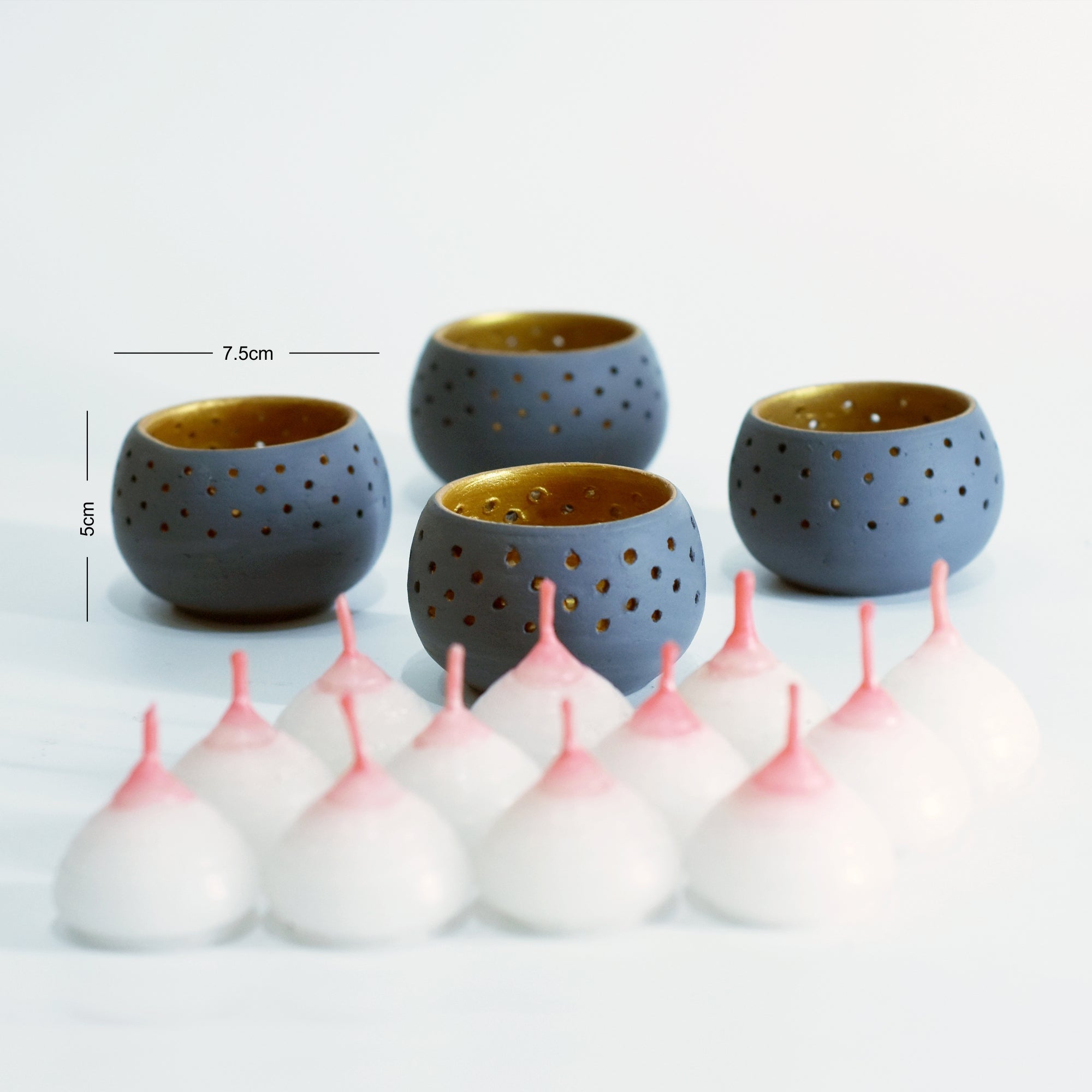Dome Handmade Candle Holders – Set of 4 with Free Soy Wax Candles – Candles & Fragrances on Brown Living™. SKU: CH - DOMGY4. Img 15.
