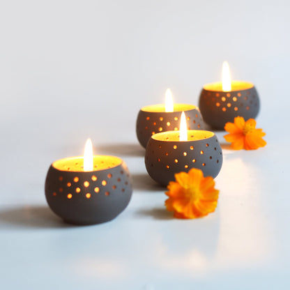 Dome Handmade Candle Holders – Set of 4 with Free Soy Wax Candles – Candles & Fragrances on Brown Living™. SKU: CH - DOMGY4. Img 14.