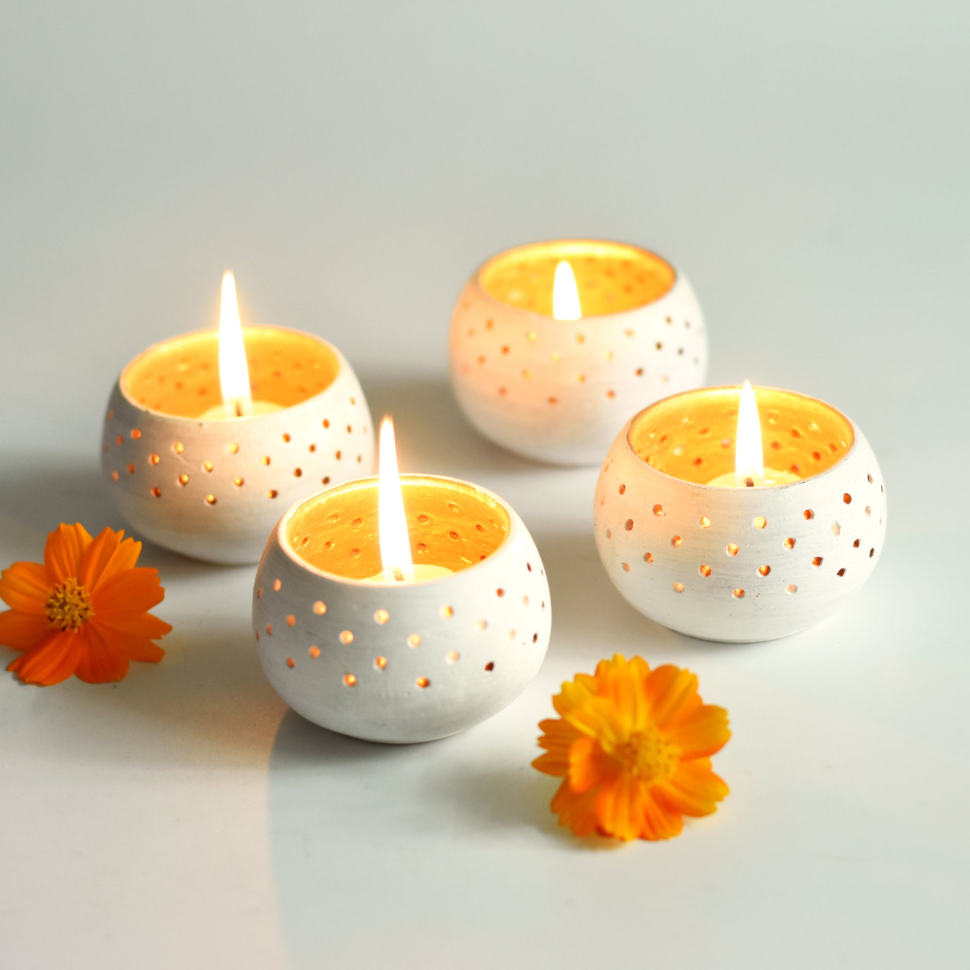 Dome Handmade Candle Holders – Set of 4 with Free Soy Wax Candles – Candles & Fragrances on Brown Living™. SKU: CH - DOMT4. Img 34.