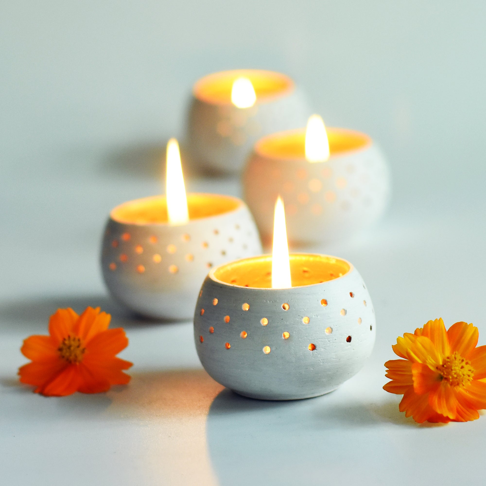 Dome Handmade Candle Holders – Set of 4 with Free Soy Wax Candles – Candles & Fragrances on Brown Living™. SKU: CH - DOMWH4. Img 35.