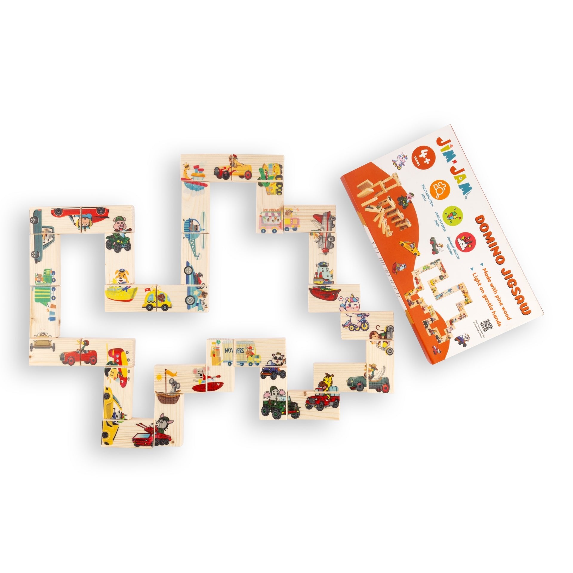 Domino Jigsaw Open - Ended Puzzle | Creative & Mindful Play Game – Wooden Toys on Brown Living™. SKU: JNJ0001. Img 2.