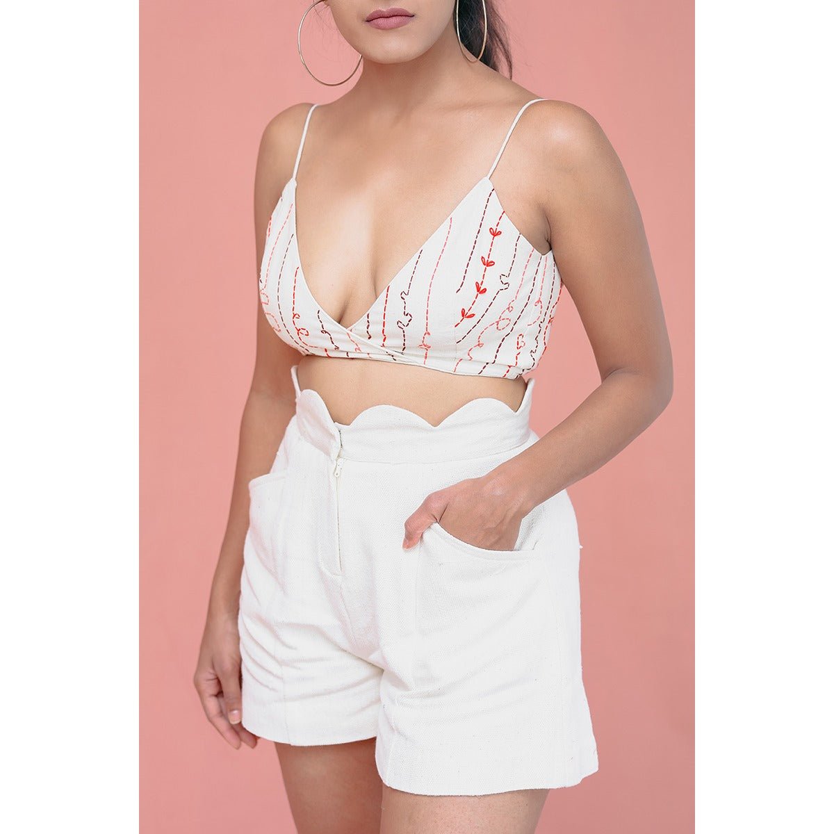 Doozie Kora Khadi Shorts | Handwoven Cotton Summer Shorts – Womens Shorts on Brown Living™. SKU: DL0141XSn. Img 4.