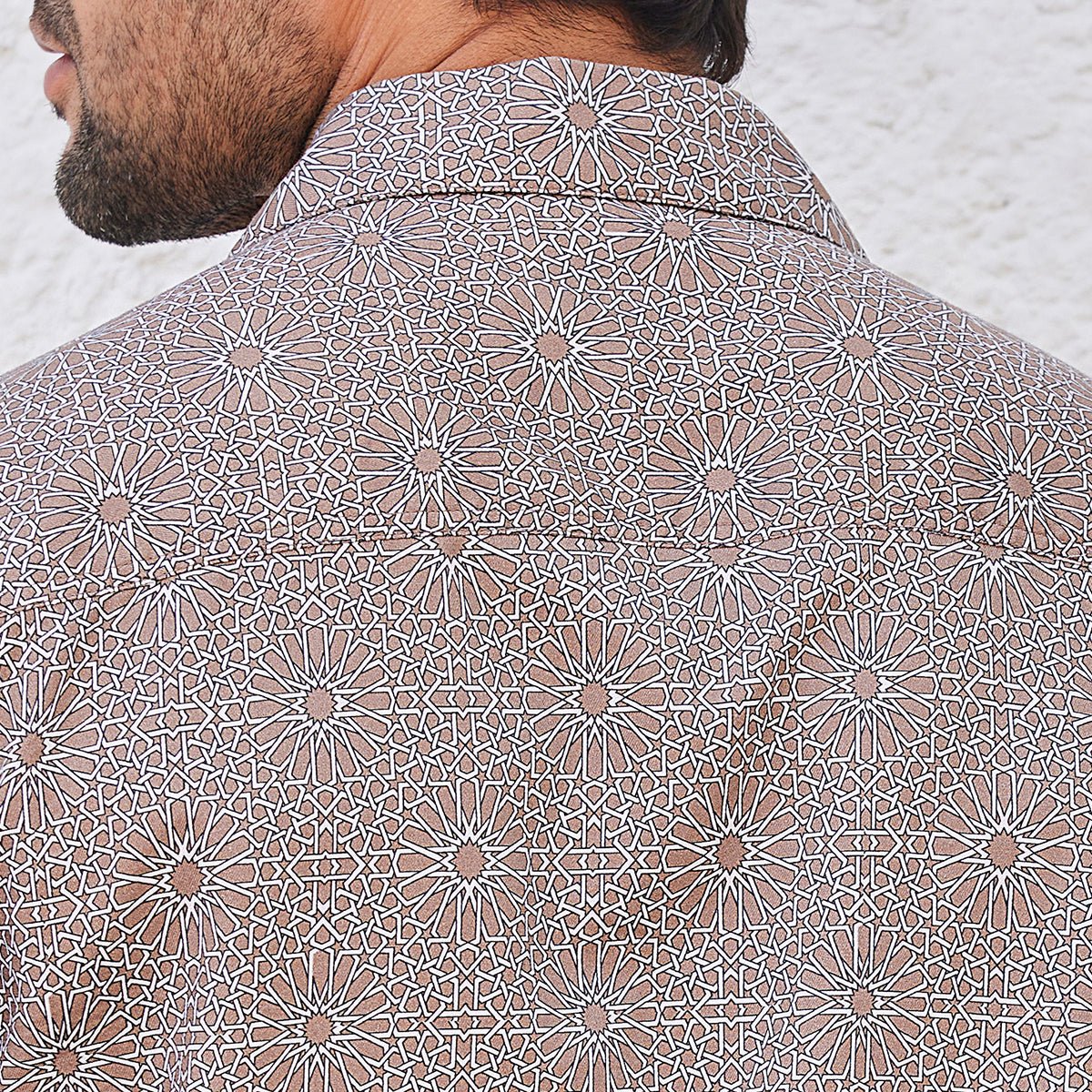 Doran - Brown Printed Cuban Collar Half Sleeves Shirt | Verified Sustainable by Brown Living™