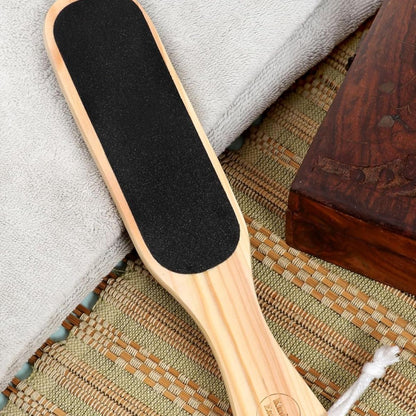 Double - Sided Foot Filer Scrubber | Wooden Handle Pedicure Tool – Foot Scrub on Brown Living™. SKU: KOE020-FF. Img 2.