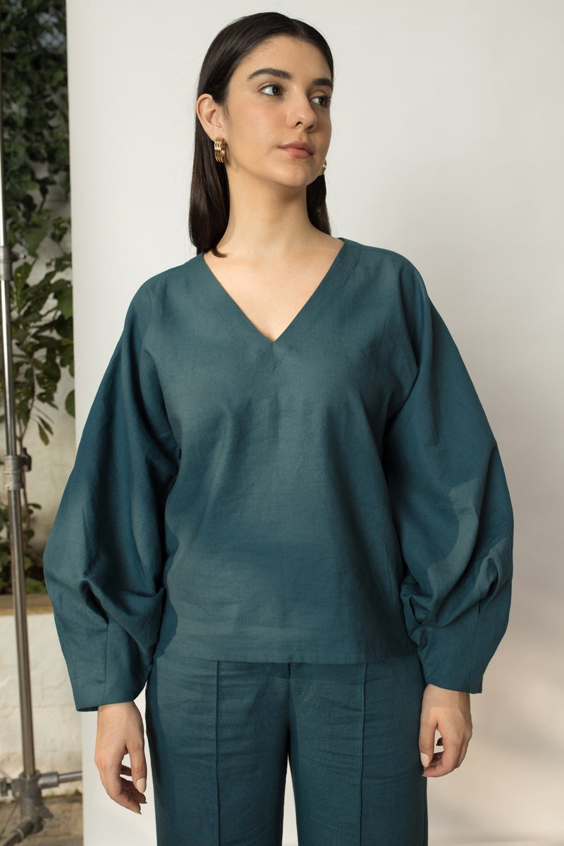 Dramatic Sleeve Hemp Cotton Blouse | Verified Sustainable Womens Shirt on Brown Living™