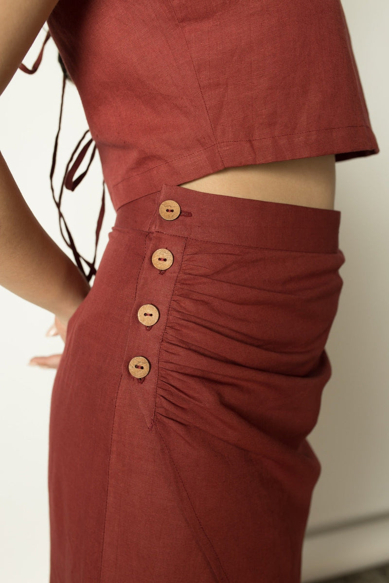 Draped Wrap-Around Cotton Skirt | Verified Sustainable Womens Skirt on Brown Living™
