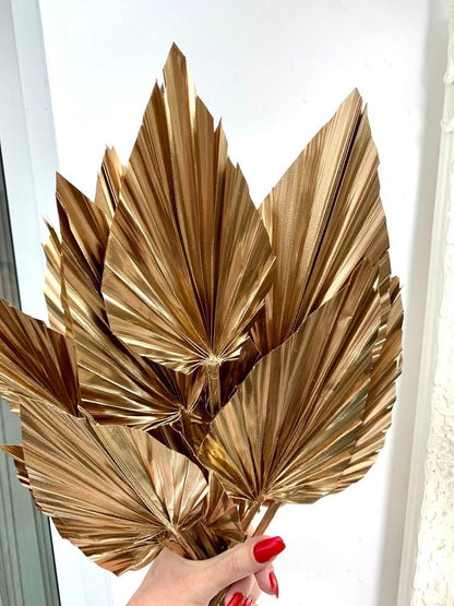 Dried Fan Palm Sphere - Golden | Verified Sustainable by Brown Living™