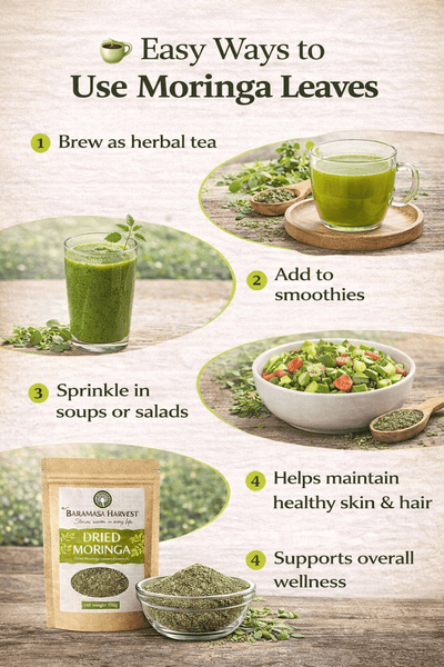 Dried Moringa Leaves | Natural Herbal Tea & Culinary Ingredient – Tea on Brown Living™. SKU: BH-MOR-100G. Img 9.