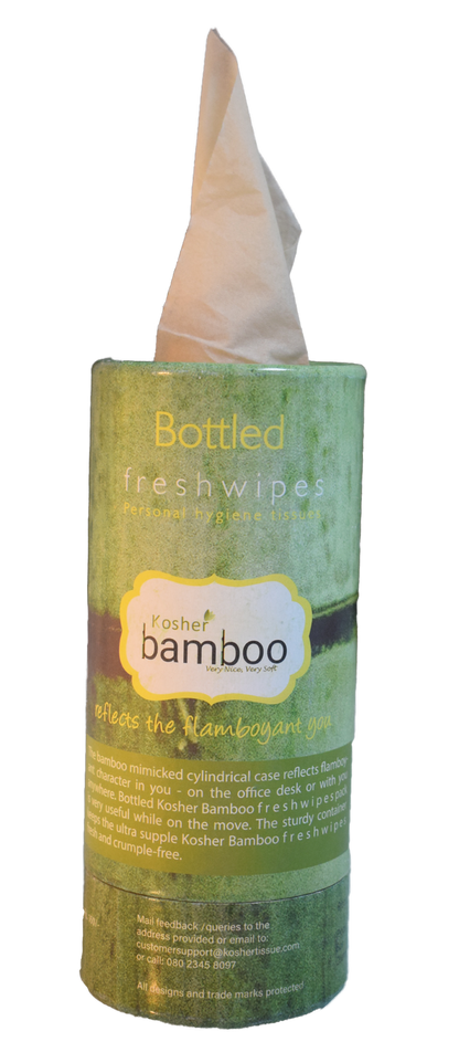 Bamboo Bottled Facial Tissue | 80 Pulls - Refillable Canister - With one Extra refill Pack -2 Ply