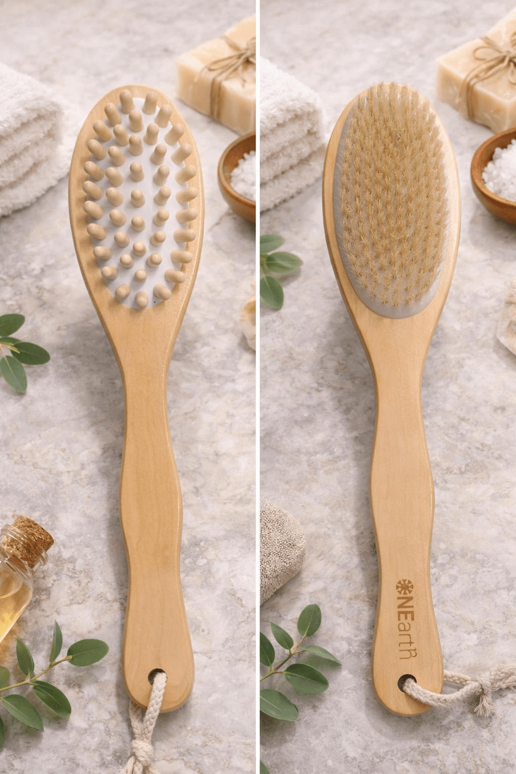 Dual Action Back And Body Brush Exfoliating Bath Brush – Bath Accessories on Brown Living™. SKU: OEB006. Img 2.