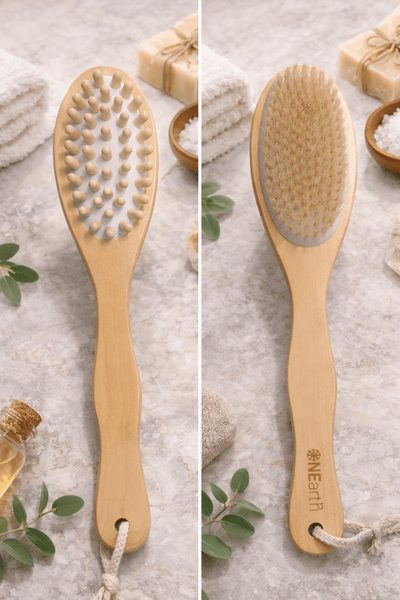 Dual Action Back And Body Brush Exfoliating Bath Brush – Bath Accessories on Brown Living™. SKU: OEB006. Img 2.