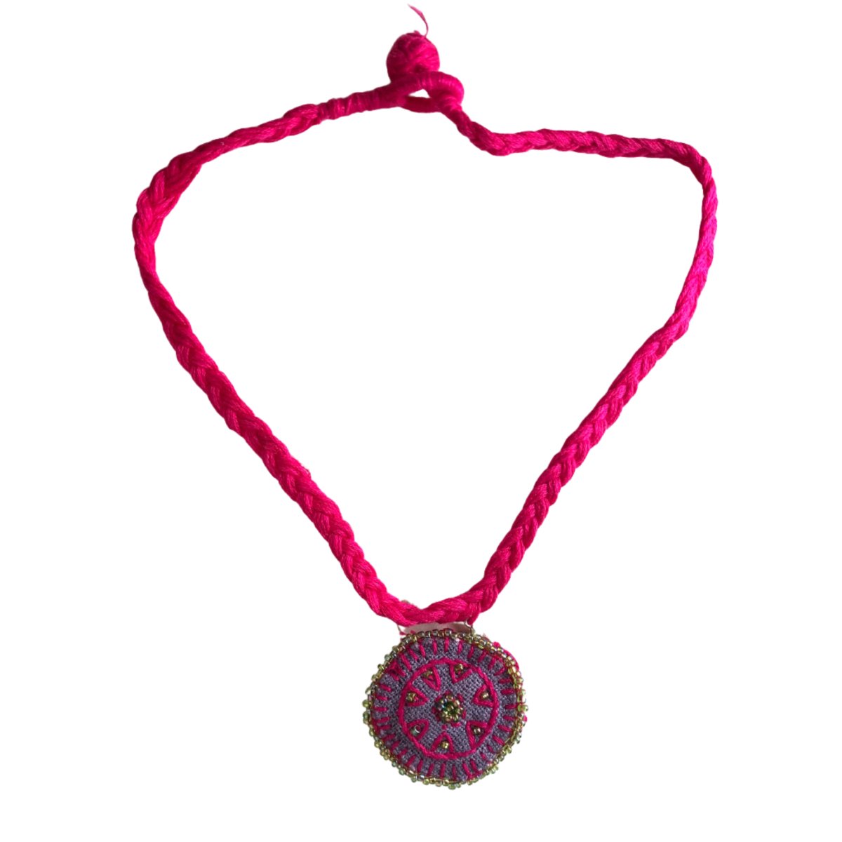 Dual Avtar Embroidered Rakhi - Grey & Pink | Reusable Rakhi | Verified Sustainable by Brown Living™