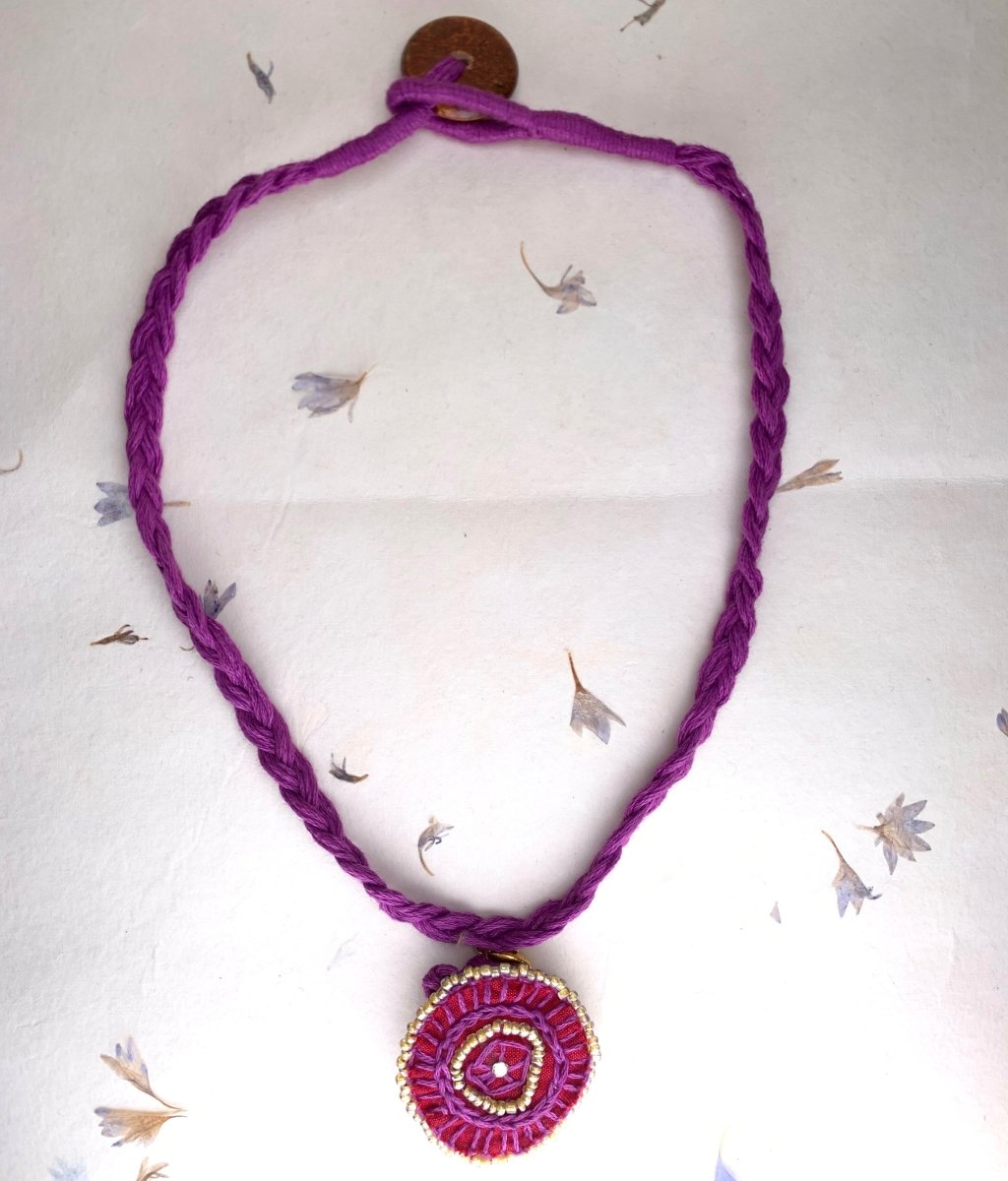 Dual Avtar Hand - embroidered Rakhi - Red & Purple| Reusable Rakhi | Verified Sustainable by Brown Living™