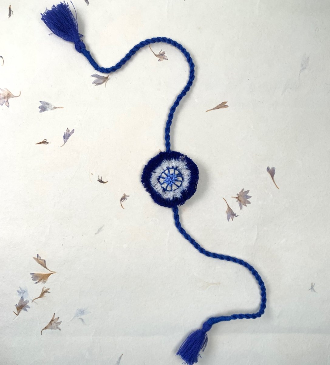 Dual Avtar Ikat Rakhi - Blue White | Reusable Ikat Rakhi | Verified Sustainable by Brown Living™