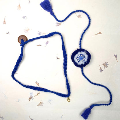 Dual Avtar Ikat Rakhi - Blue White | Reusable Ikat Rakhi | Verified Sustainable by Brown Living™