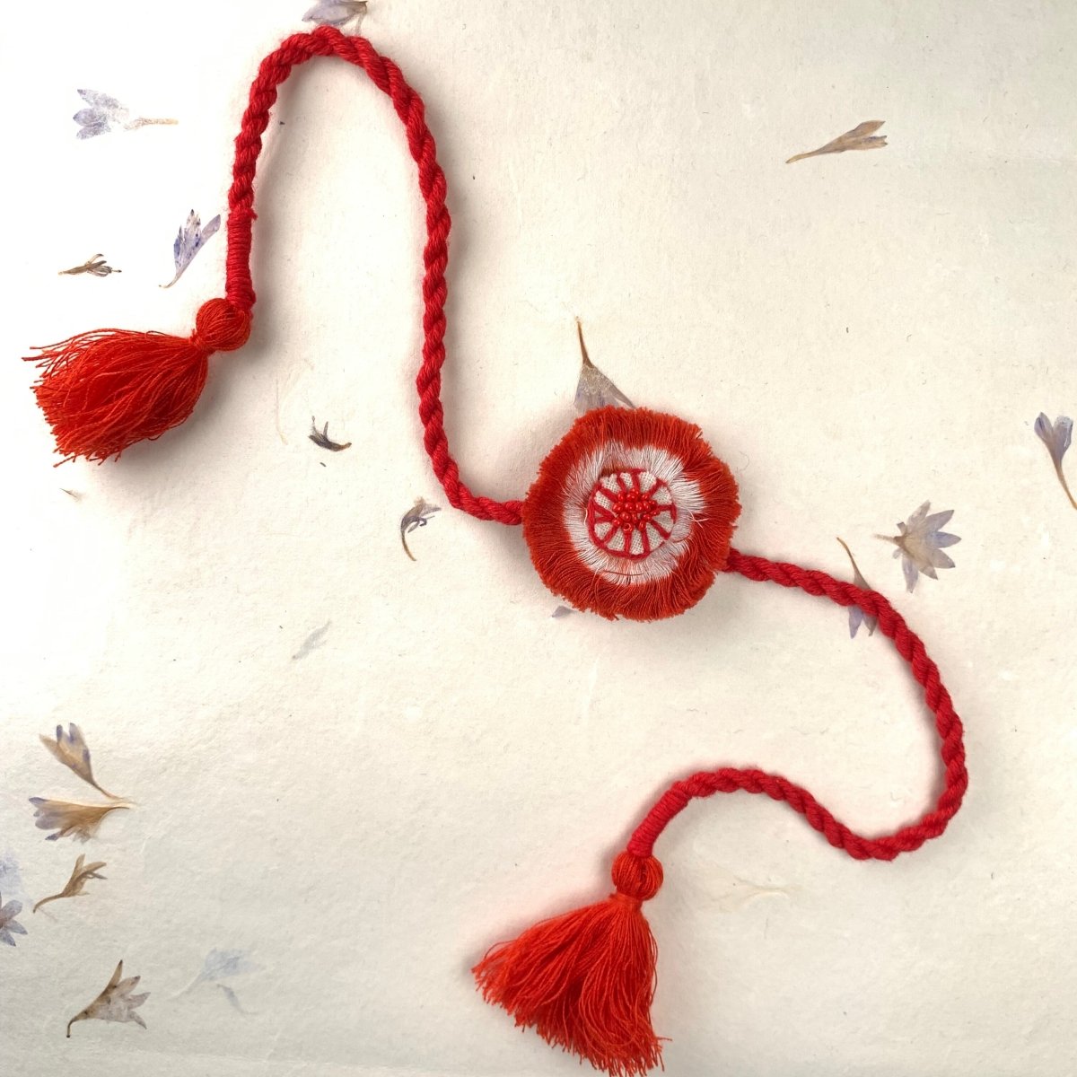 Dual Avtar Ikat Rakhi - Vermillion| Reusable | Verified Sustainable by Brown Living™