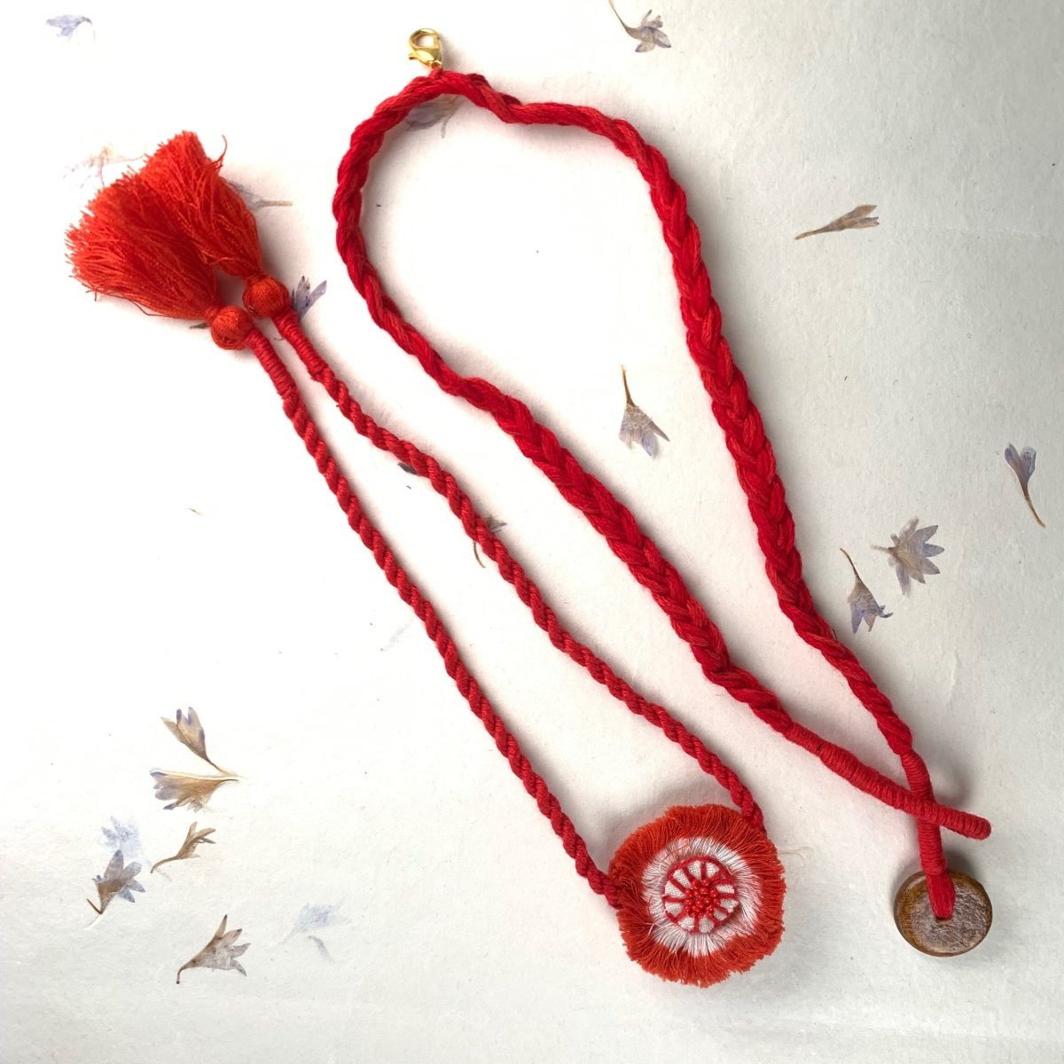 Dual Avtar Ikat Rakhi - Vermillion| Reusable | Verified Sustainable by Brown Living™