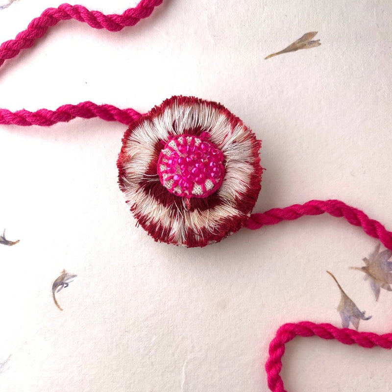 Dual Avtar Pink Ikat Rakhi | Reusable Rakhi | Verified Sustainable by Brown Living™