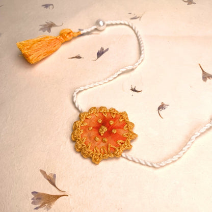 Dual Avtar Shibori Rakhi - Orange | Reusable Rakhi | Verified Sustainable by Brown Living™