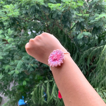 Dual Avtar Shibori Rakhi - Pink | Reusable Rakhi | Verified Sustainable by Brown Living™