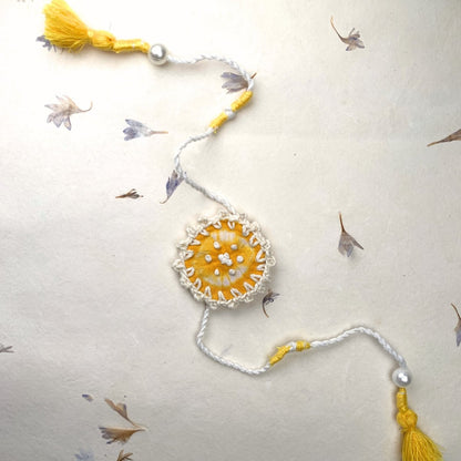 Dual Avtar Shibori Rakhi - Yellow | Reusable Rakhi | Verified Sustainable by Brown Living™