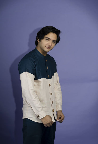 Dual Hemp Shirt for Men | Sustainable Hemp Fabric Casual Shirt – Mens Co - Ord Sets on Brown Living™. SKU: BL_HOA44. Img 4.