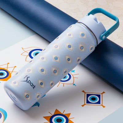 Dual Lid Insulated Bottle | Evil Eye Design – Bottles & Sippers on Brown Living™. SKU: EYE-750. Img 1.