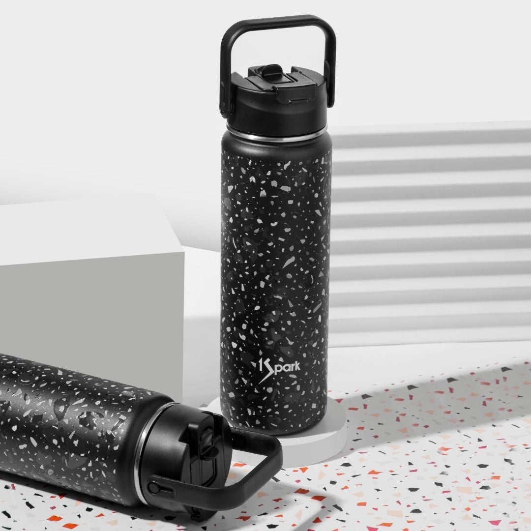 Dual Lid Insulated Bottle | Terrazzo Design – Bottles & Sippers on Brown Living™. SKU: TER-750. Img 1.