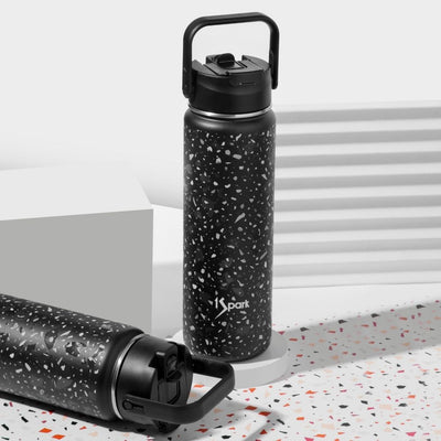 Dual Lid Insulated Bottle | Terrazzo Design – Bottles & Sippers on Brown Living™. SKU: TER-750. Img 1.