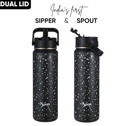 Dual Lid Insulated Bottle | Terrazzo Design – Bottles & Sippers on Brown Living™. SKU: TER-750. Img 2.