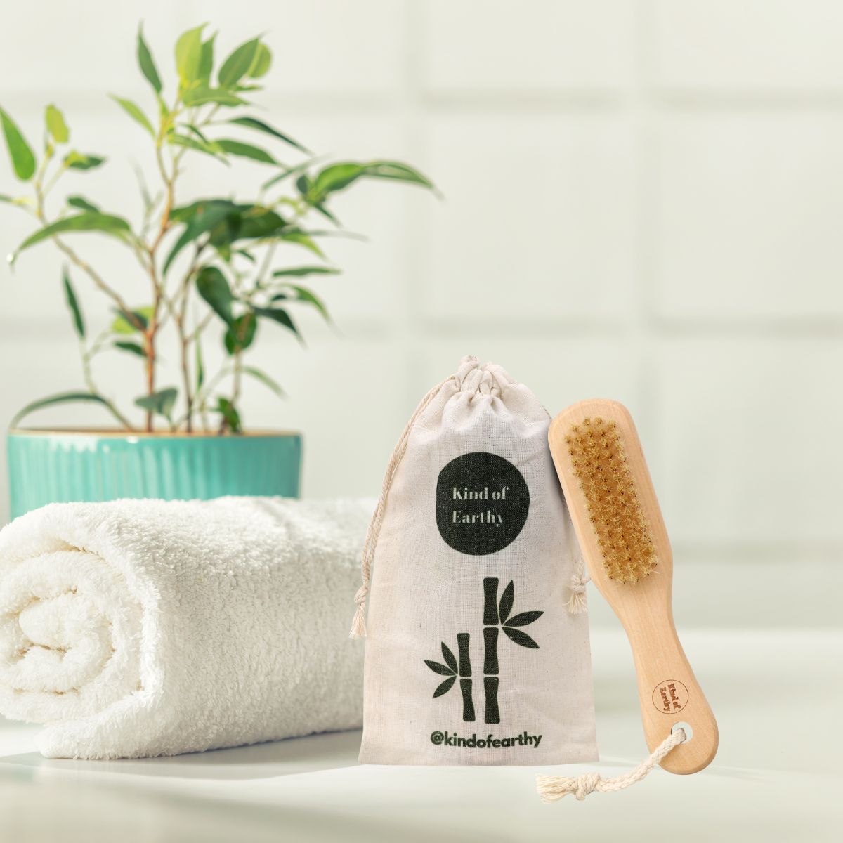 Dual - Side Wooden Foot Brush with Natural Pumice Stone | Scrub & Brush – Foot Care on Brown Living™. SKU: KOE020-DPS. Img 2.