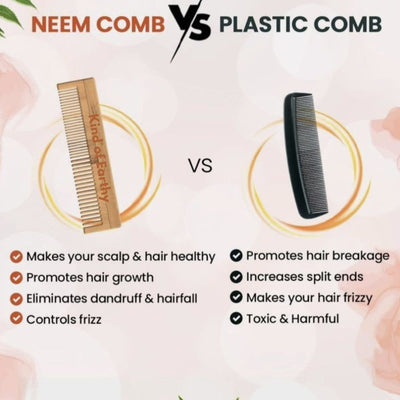 Dual Tooth Neem Wood Comb | Wide & Fine Teeth 2 - in - 1 Styling – Hair Comb on Brown Living™. SKU: KOE018-DC. Img 4.