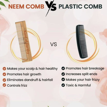 Dual Tooth Neem Wood Comb | Wide & Fine Teeth 2 - in - 1 Styling – Hair Comb on Brown Living™. SKU: KOE018-DC. Img 4.