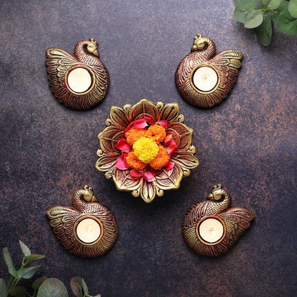 Duck T Light Set – Ethnic Handmade Decor – Home Decor on Brown Living™. SKU: D42. Img 2.