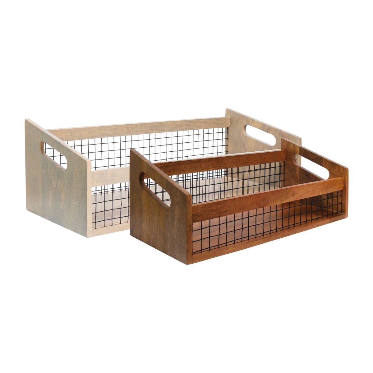 DuoBlend Nested Set of 2 Mango Wood Organizer | Aakriti Ahuja Collection | Verified Sustainable by Brown Living™