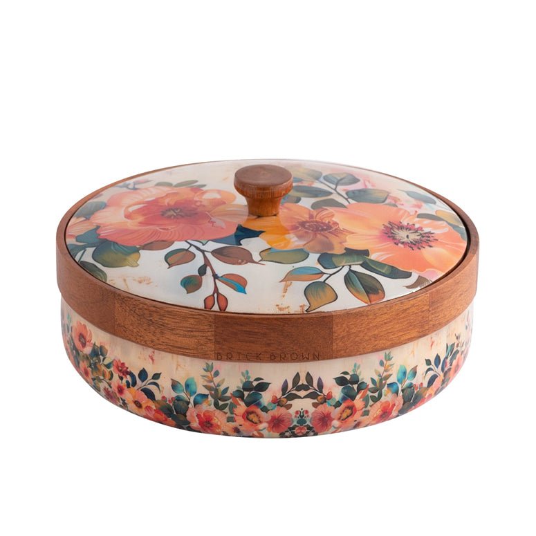 Durable Pastel Flora Wooden Spice Box with Wooden Spoon | Verified Sustainable Kitchen Organizers on Brown Living™