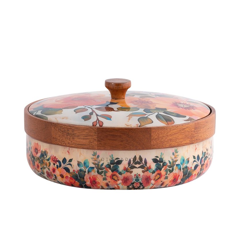 Durable Pastel Flora Wooden Spice Box with Wooden Spoon | Verified Sustainable by Brown Living™