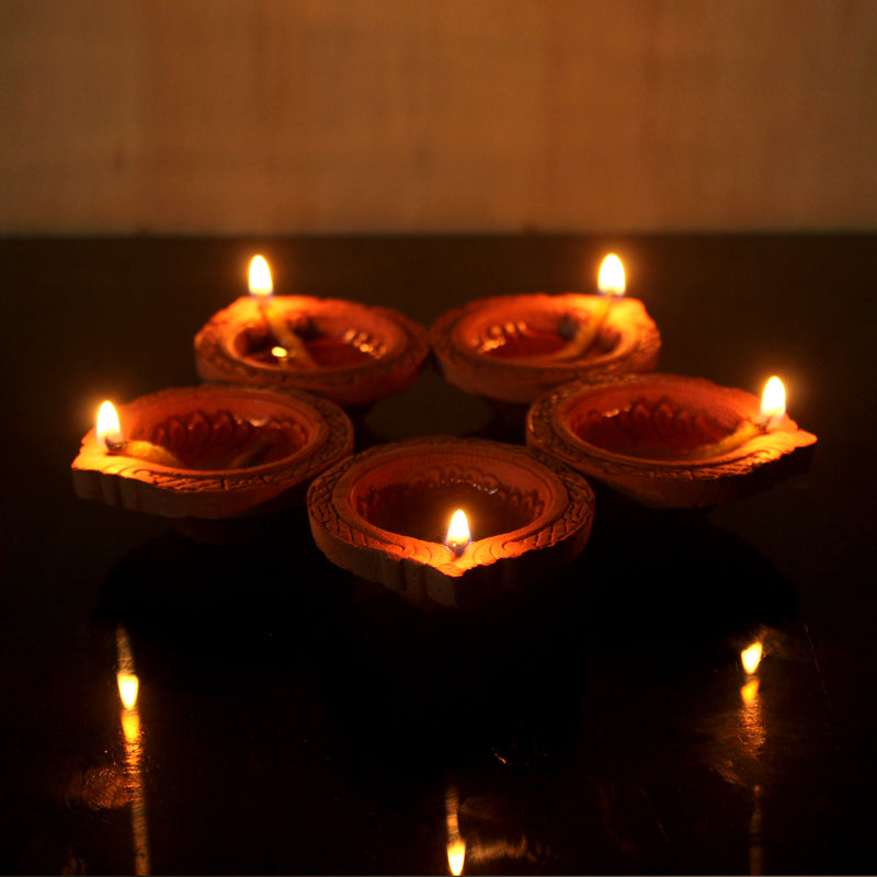 Buy Small Motiff Diya : Diwali Special - Diyas & Cotton Wicks | Shop Verified Sustainable Lamps & Lighting on Brown Living™