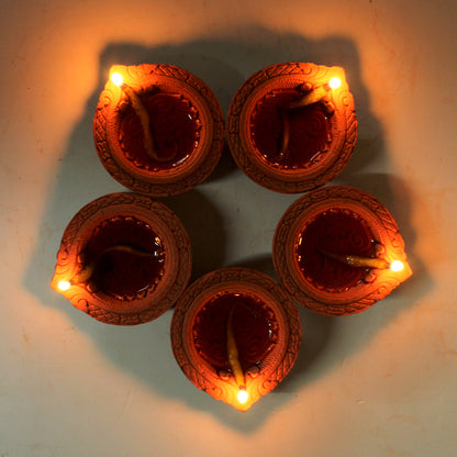 Small Motiff Diya : Diwali Special - Diyas & Cotton Wicks – Lamps & Lighting on Brown Living™. SKU: MP_DYA/MTF/DS/25. Img 2.