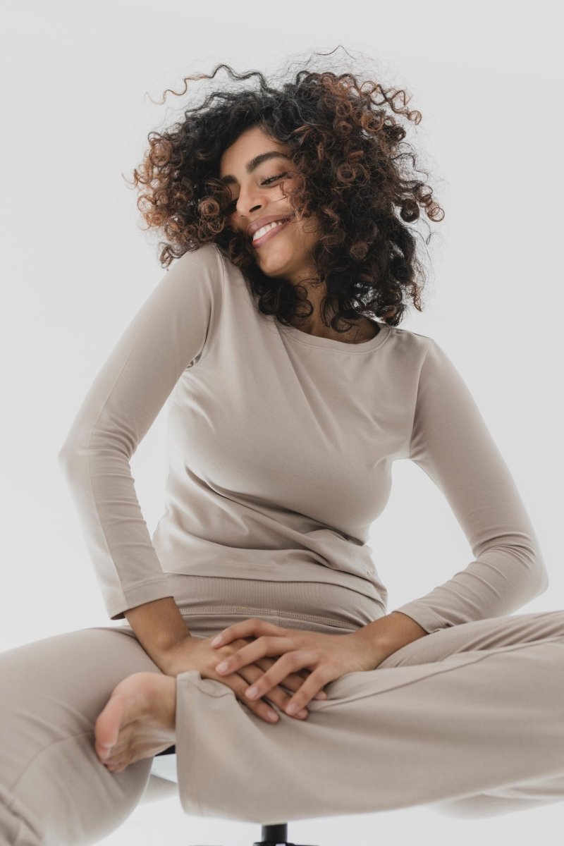 Dysha Snug Fit 3/4 Sleeve t-shirt – Womens T-Shirt by elope available on Brown Living™. Xs Atmosphere. SKU: ELDYT004XS. Img 2.