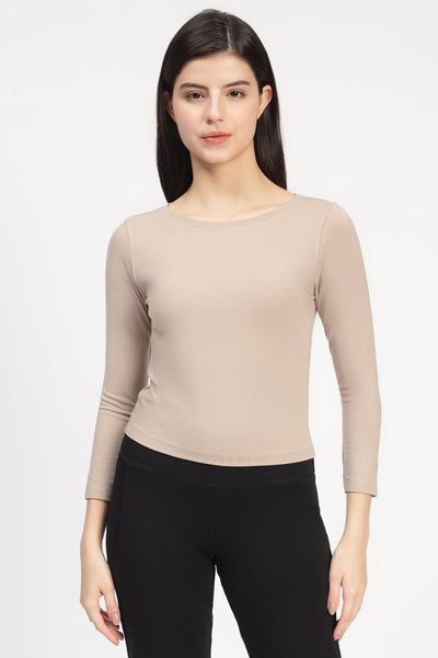 Dysha Snug Fit 3/4 Sleeve t-shirt – Womens T-Shirt by elope available on Brown Living™. Xs Atmosphere. SKU: ELDYT004XS. Img 9.