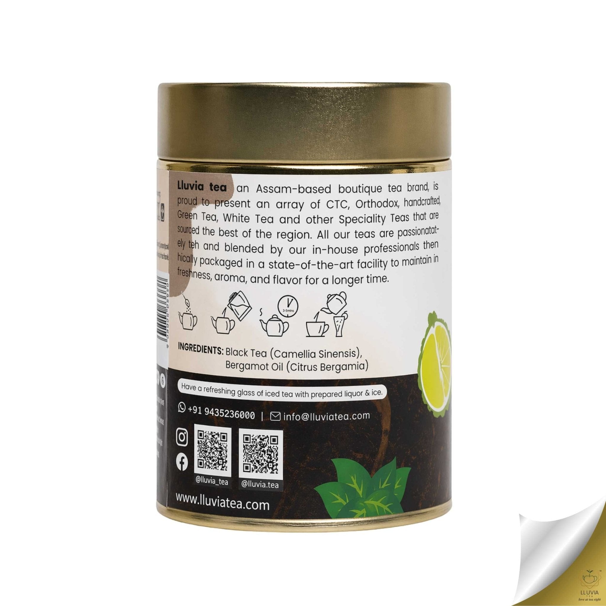 Earl Grey Aura Tea – English Breakfast Bergamot, Aids Metabolism – 50g – Tea on Brown Living™. SKU: OTTin50New. Img 3.