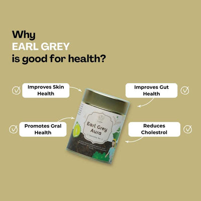 Earl Grey Aura Tea – English Breakfast Bergamot, Aids Metabolism – 50g – Tea on Brown Living™. SKU: OTTin50New. Img 5.