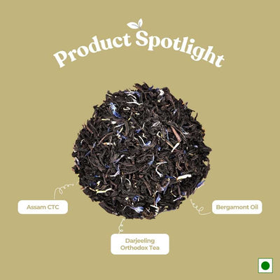 Earl Grey Aura Tea – English Breakfast Bergamot, Aids Metabolism – 50g – Tea on Brown Living™. SKU: OTTin50New. Img 2.