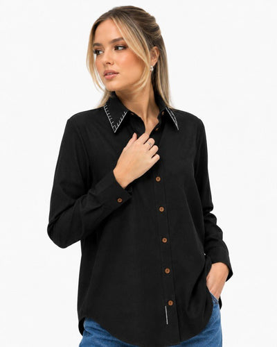 Earth Classic Shirt | 100% Cotton Shirt for Everyday Wear For Women – Womens Shirt on Brown Living™. SKU: W-SHIRT-BLA-XS1. Img 1.
